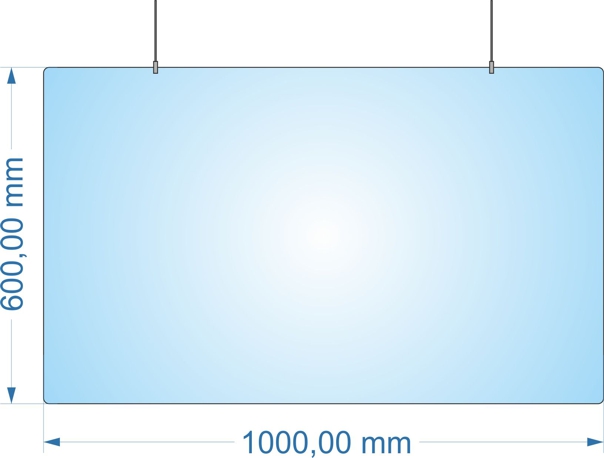 Spuckschutz Hustschutz Coronavirus Acrylwand Plexiglas hängend