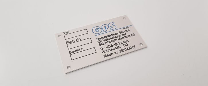 Typenschild Gravur Aluminium Logo Farbig Opt
