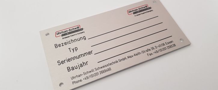 Typenschild Gravur Aluminium Logo Opt